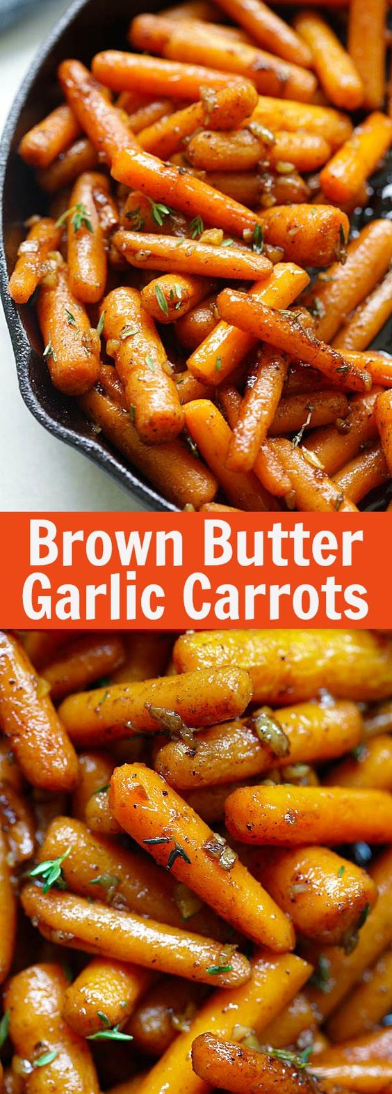 Brown Butter Garlic Honey Roasted Carrots.