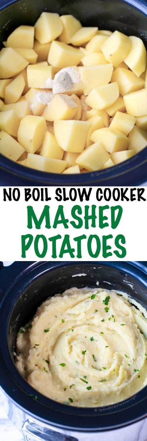No Boil Slow Cooker Mashed Potatoes.