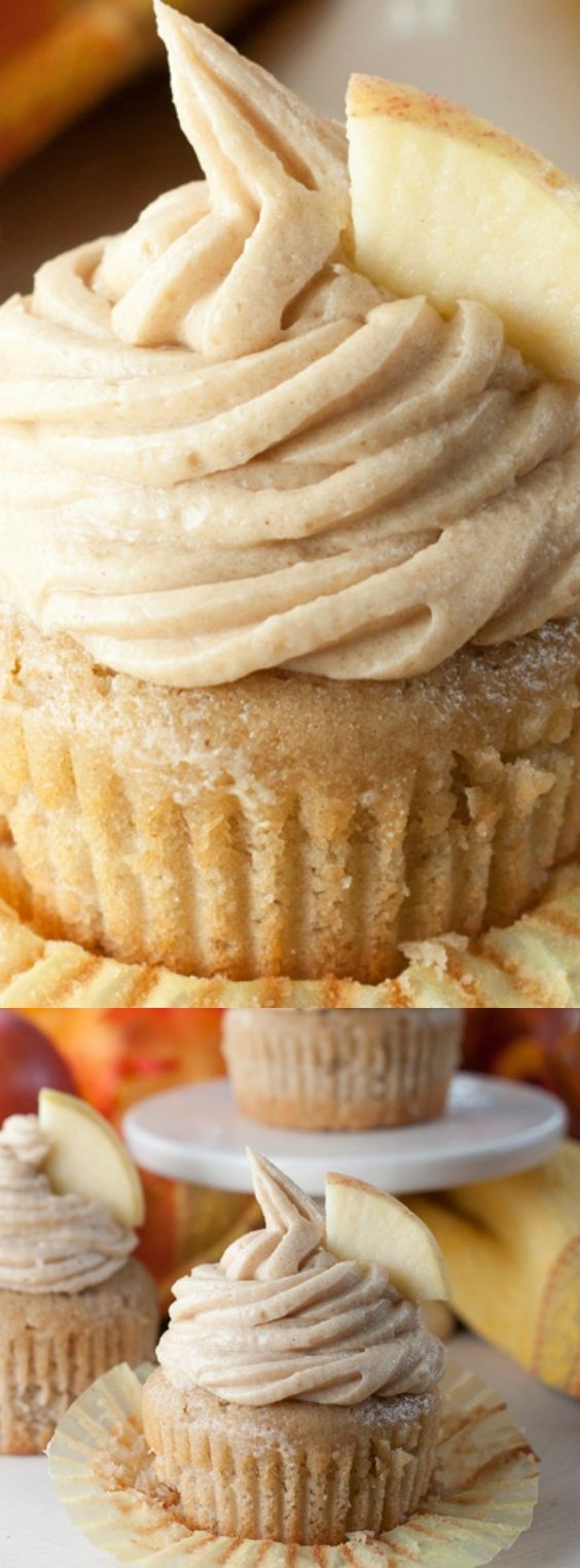 Apple Cider Cupcakes with Brown Sugar Cinnamon Buttercream.