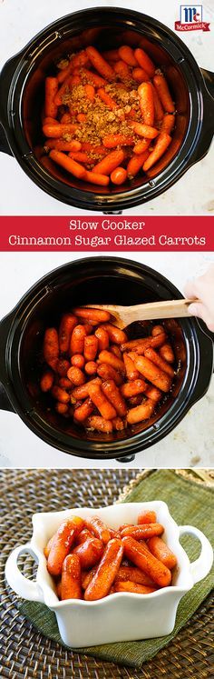 Slow Cooker Cinnamon Sugar Glazed Carrots.