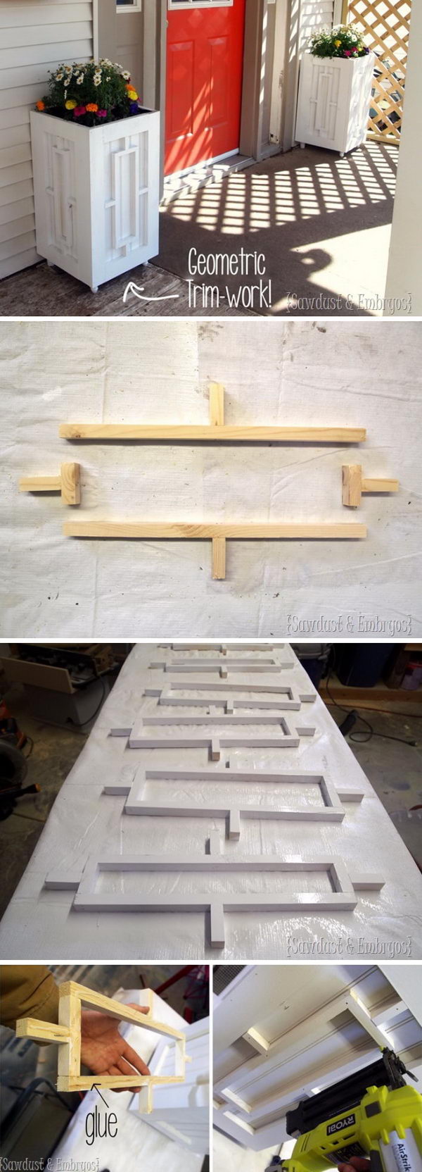 Custom Planter Boxes with Geometric Inlays.