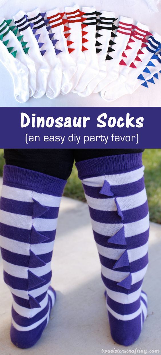DIY Dinosaur Socks.
