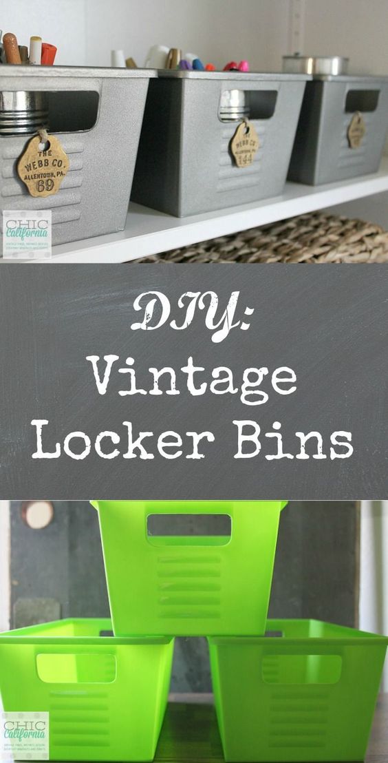Vintage Locker Bins From Dollar Store Plastic Bins.