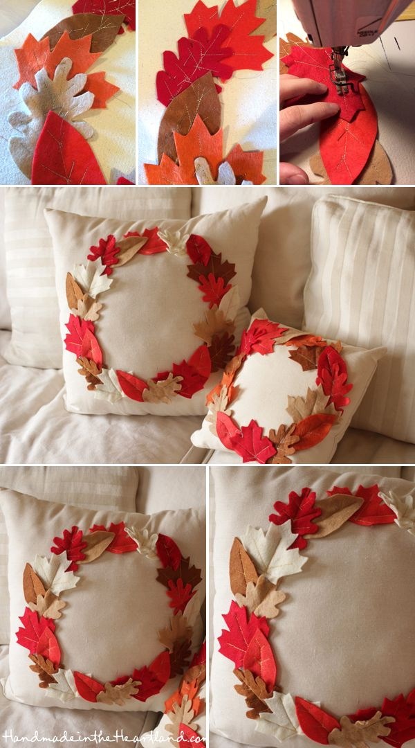 DIY Leaf Pillows For Fall And Thanksgiving.