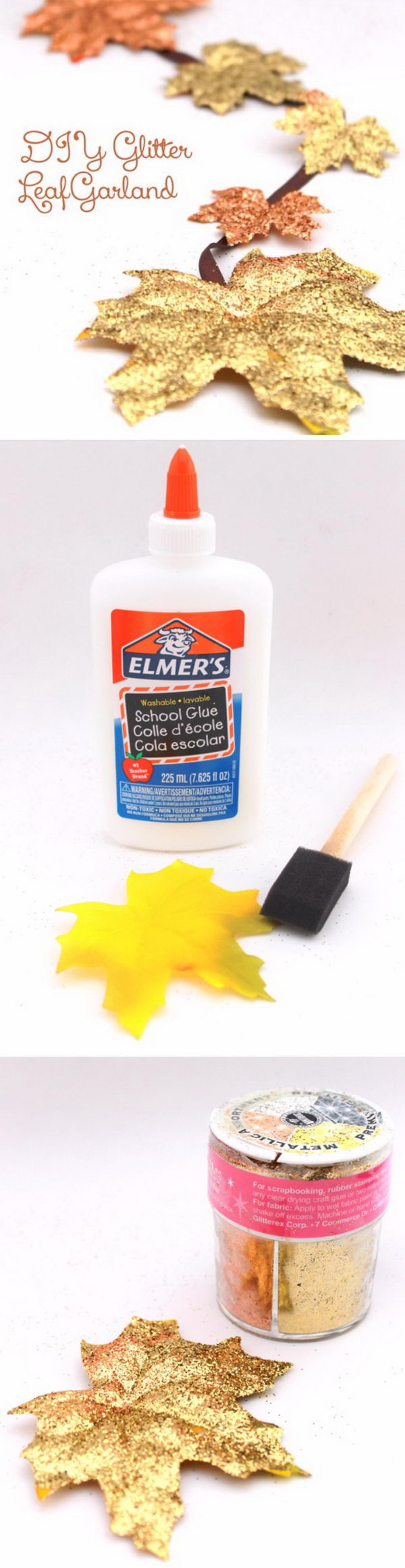 DIY Glitter Leaf Garland.