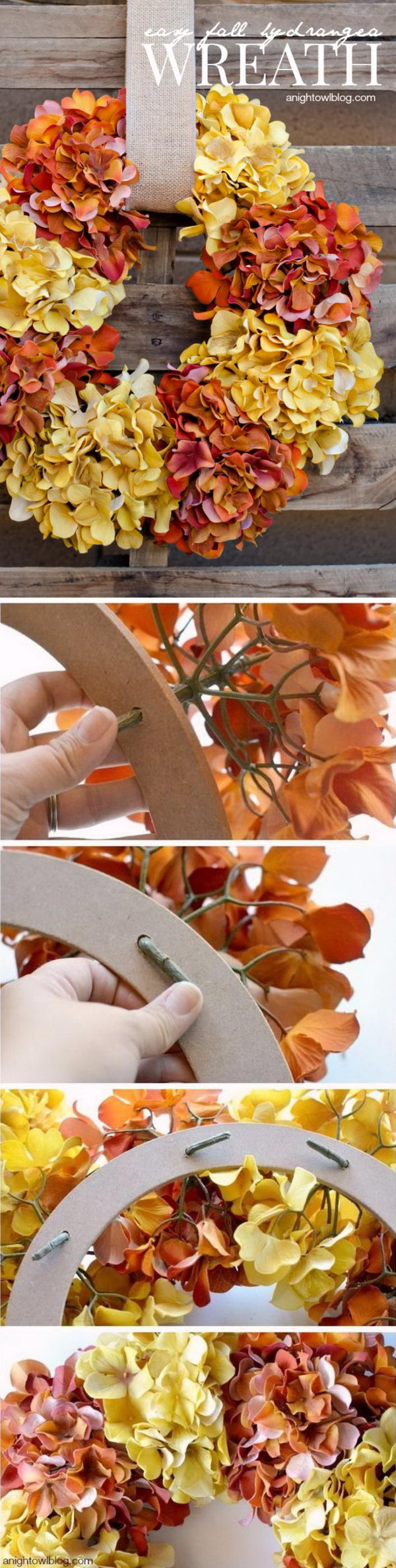 Easy Fall Hydrangea Wreath.