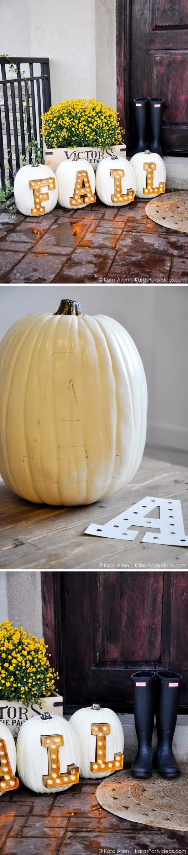 DIY Marquee Light Letter Pumpkins.