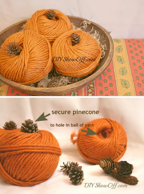 DIY Yarn Pumpkins.