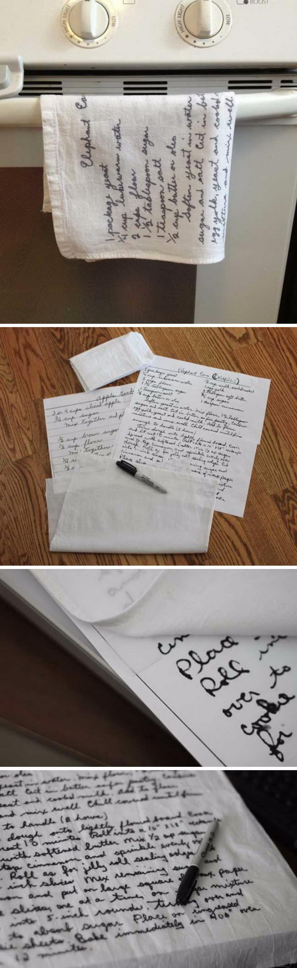 Handwritten Recipes Printed on Tea Towels For Mom.
