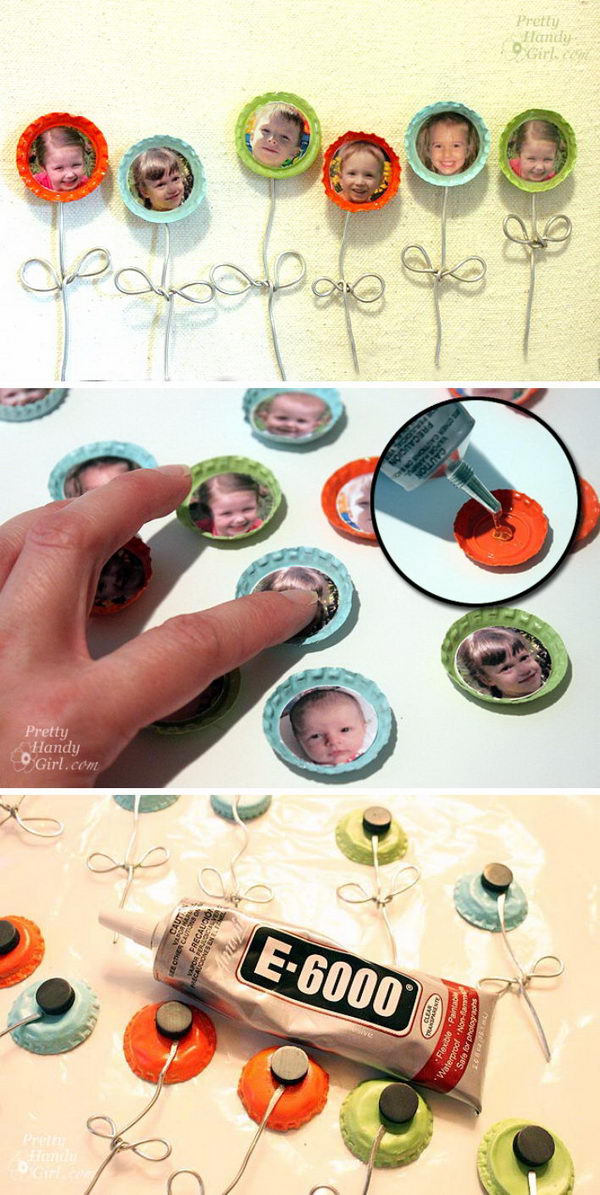 Bottle Cap Flower Magnets.