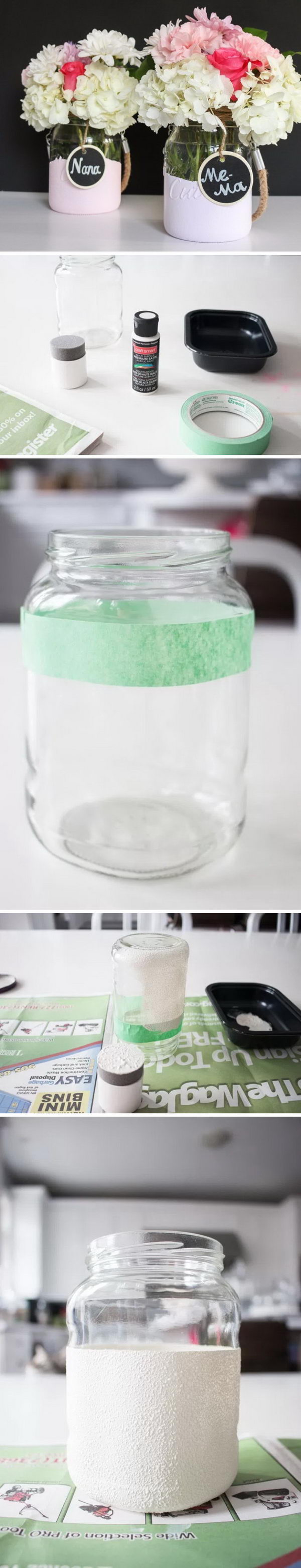 DIY Painted Dipped Jars For Mom.