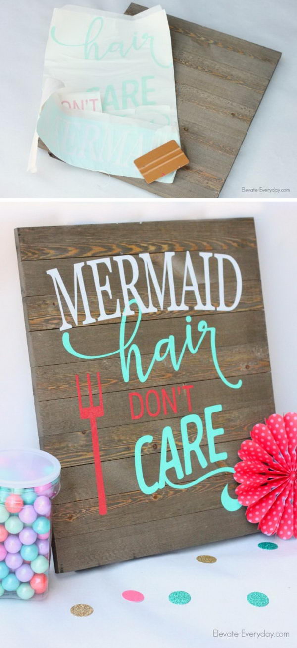 DIY Mermaid Wood Sign.