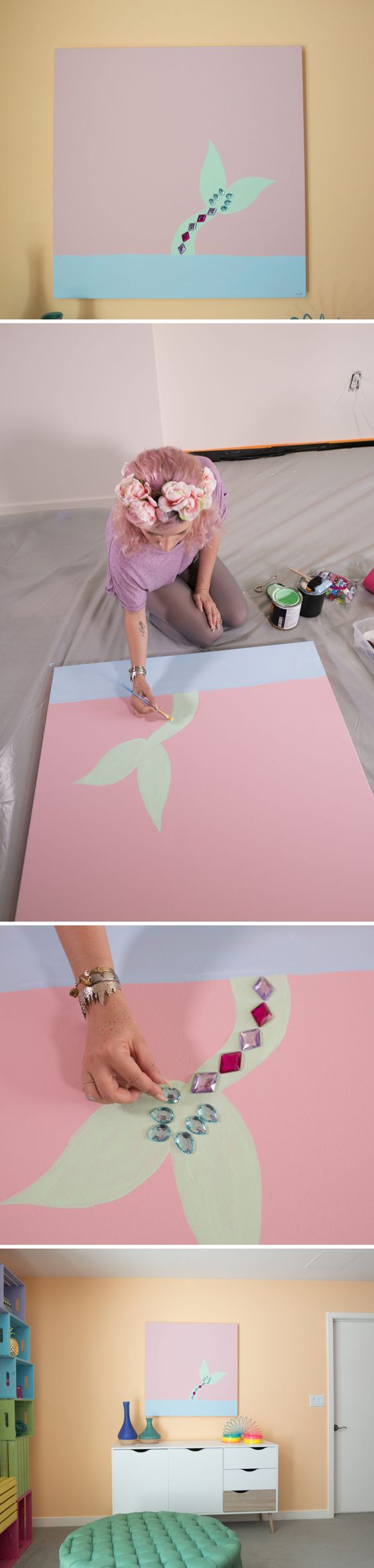 DIY Minimalist Mermaid Art.