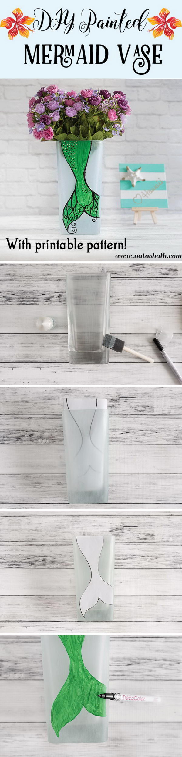 DIY Painted Mermaid Vase.