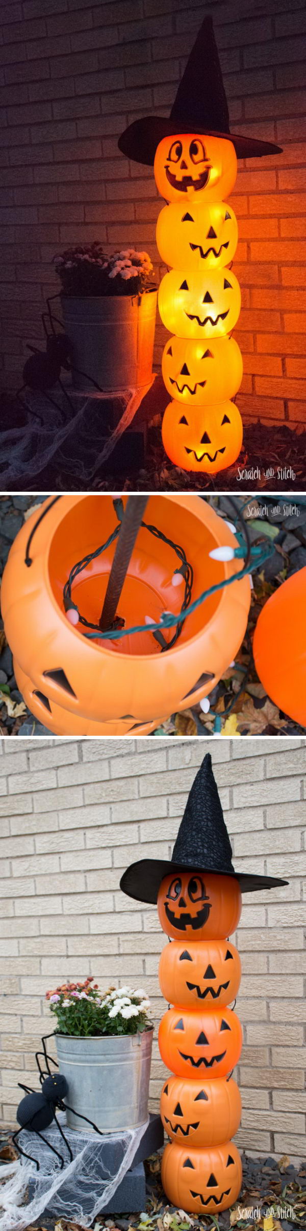 Glowing Plastic Jack O  Lantern Totem.