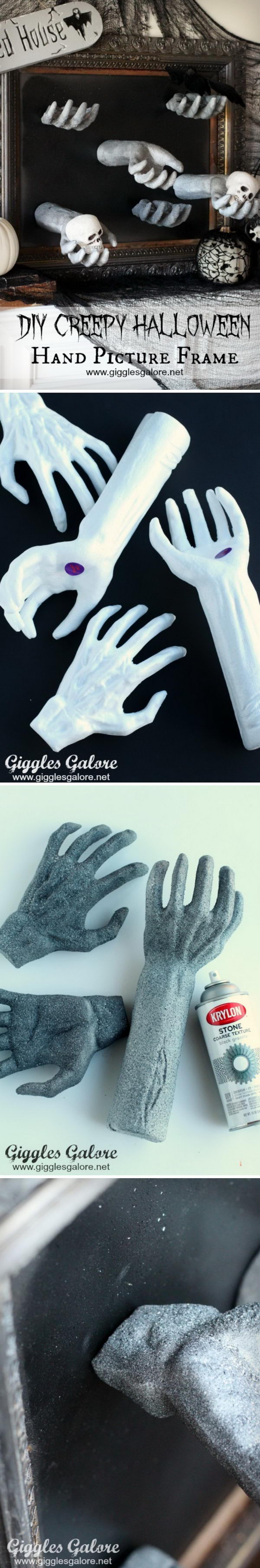 DIY Creepy Halloween Hand Picture Frame.