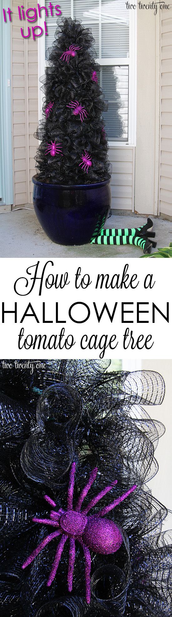 Halloween Tomato Cage Tree.