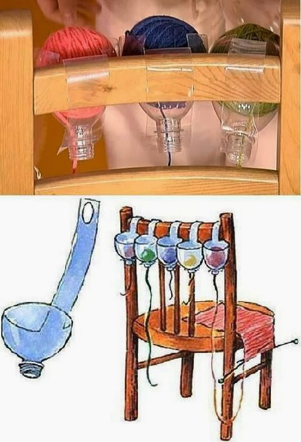 DIY Plastic Bottle Yarn Holders.
