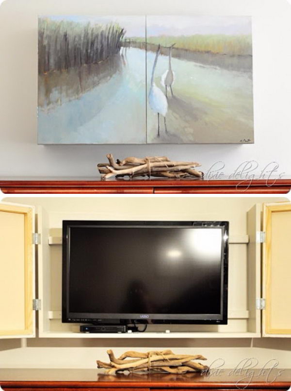 hide ways cabinet flat screen diy stylish