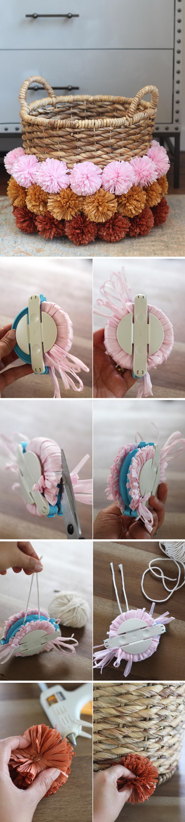 DIY Pom Pom Basket. 