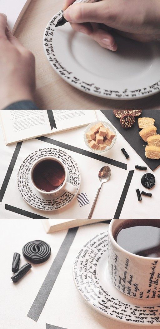 DIY Hand Script Decoration For Your Tea Set. 