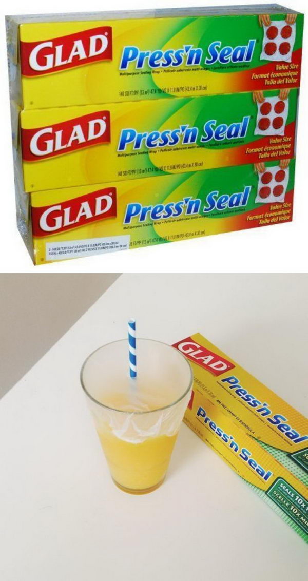 Make Any Cup Spill Proof For The Kids With Some Press'n Seal Wrap. 
