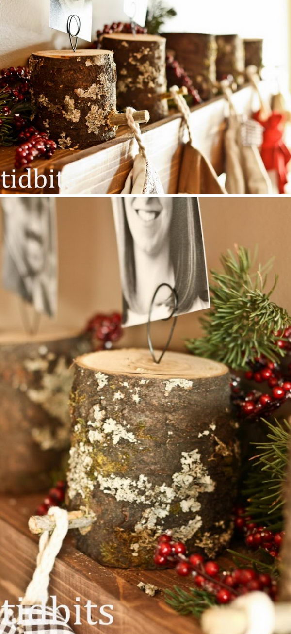 DIY Tree Stumps Stocking Hangers. 