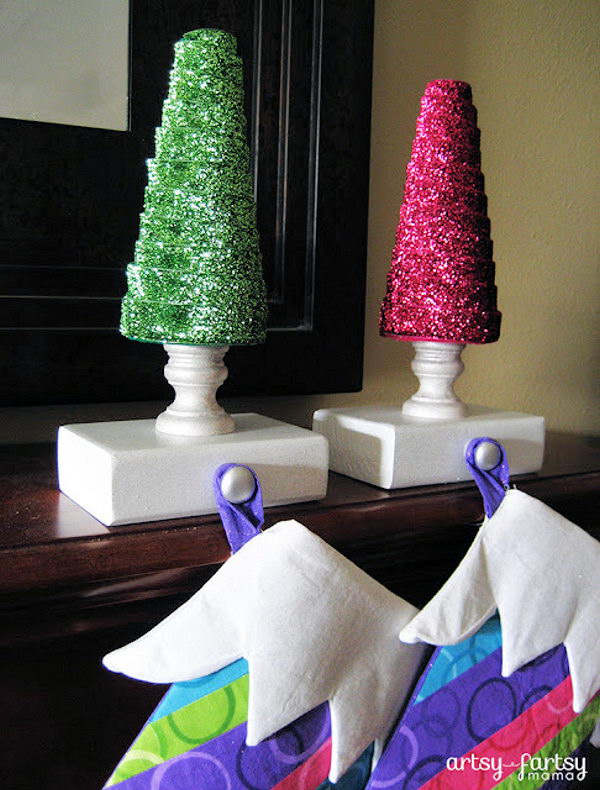 Glitter Christmas Tree Stocking Hanger. 