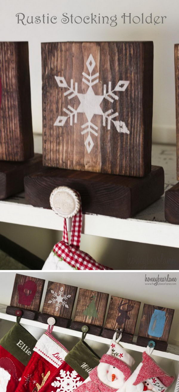 DIY Rustic Stocking Holders. 