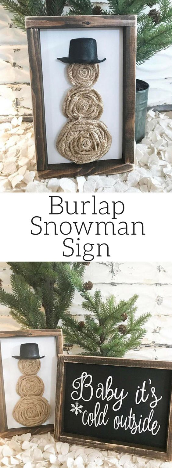 Burlap Snowman Decoration. 