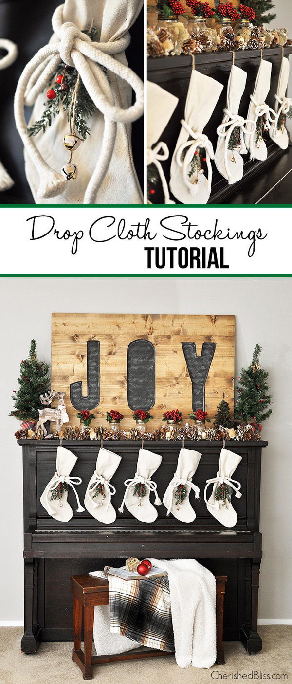 DIY Drop Cloth Stockings. 