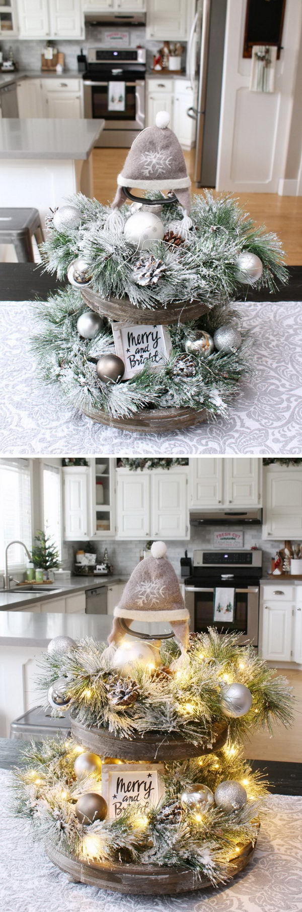 Rustic Light Up Christmas Tray. 