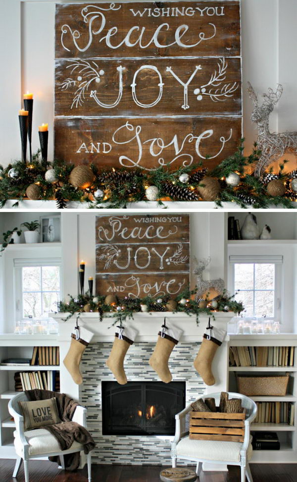Rustic Christmas Mantel. 