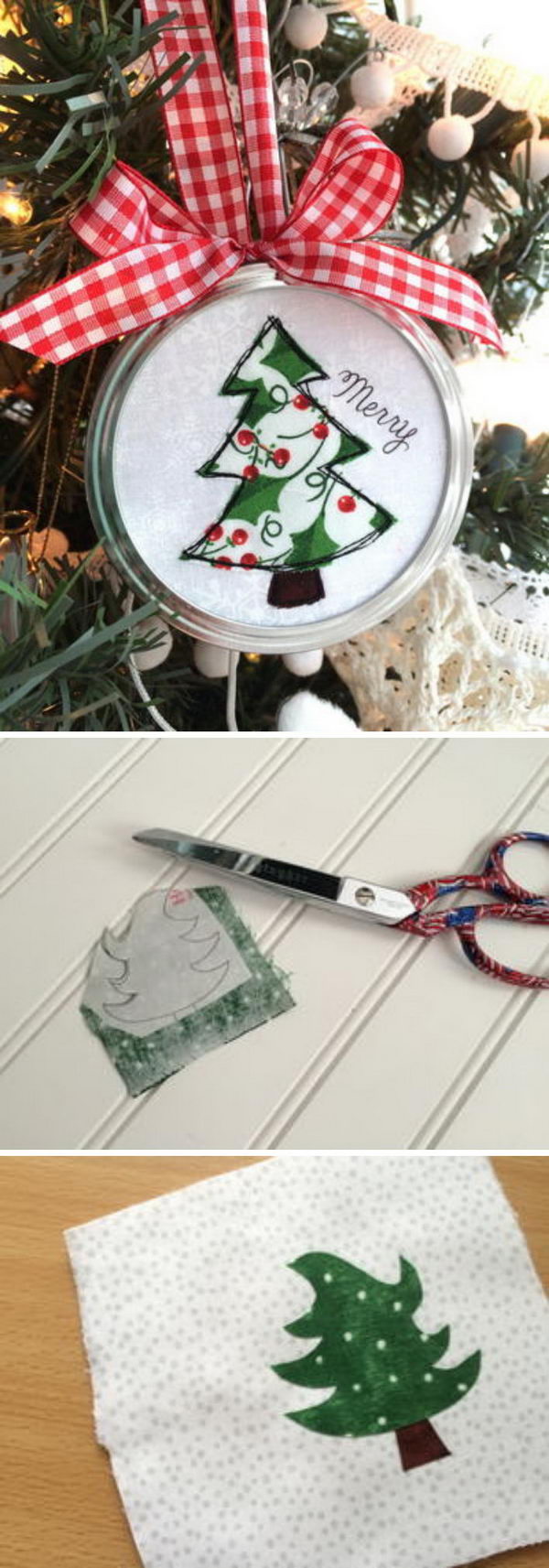 Mason Jar Lid Applique Ornament.