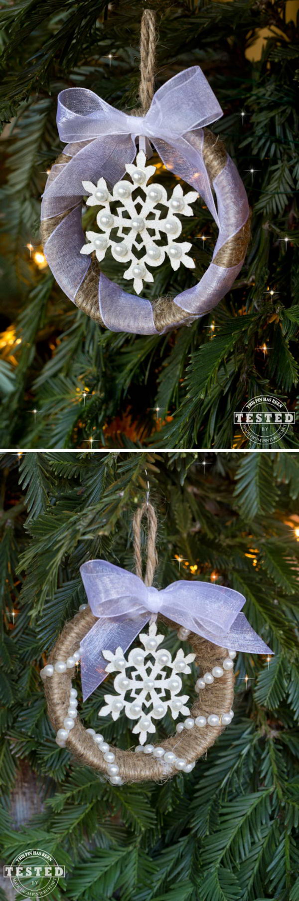 DIY Pearl Bead Mason Jar Ring Ornament.