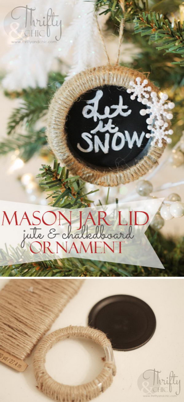 Mason Jar Lid Chalkboard Ornament.