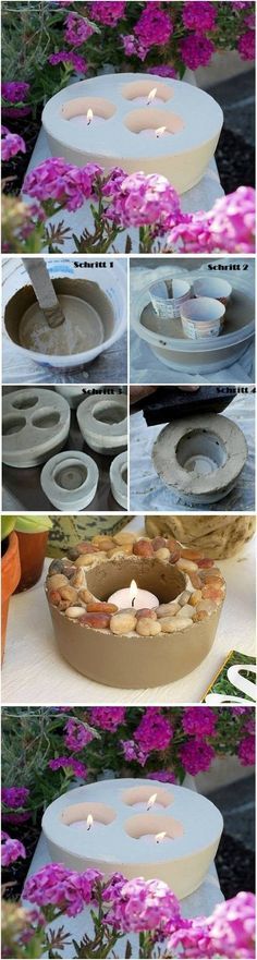 DIY Concrete Candle Holder. 