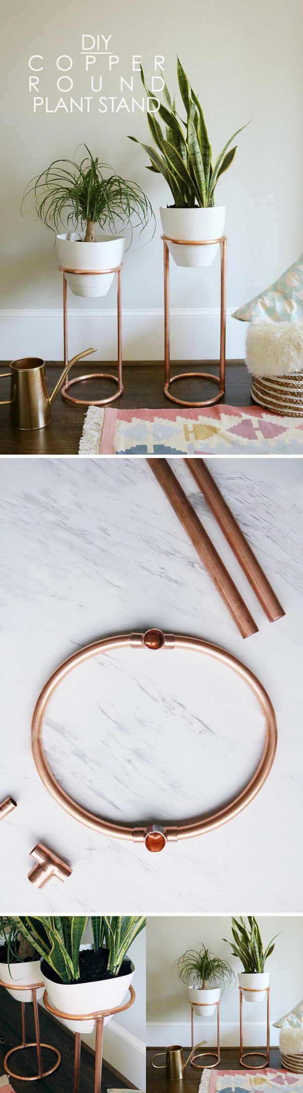DIY Copper Round Plant Stand. 