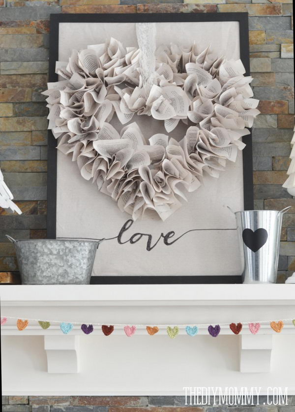 DIY Book Page Heart Wreath.