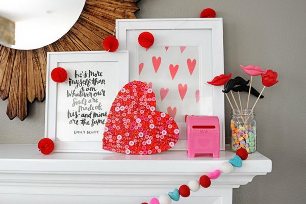 DIY Button Heart And Felted Garland.