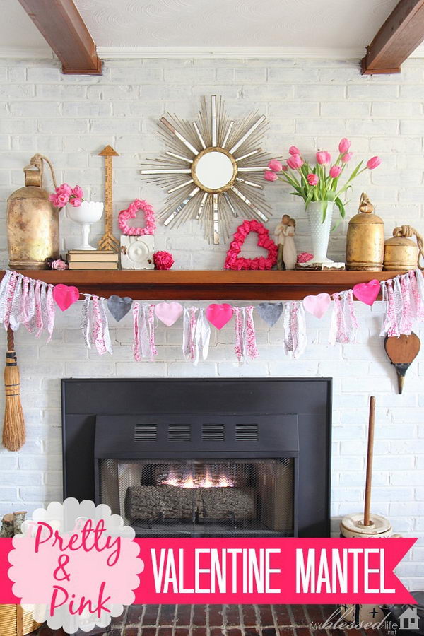 Pink Valentine Mantel Decoration.
