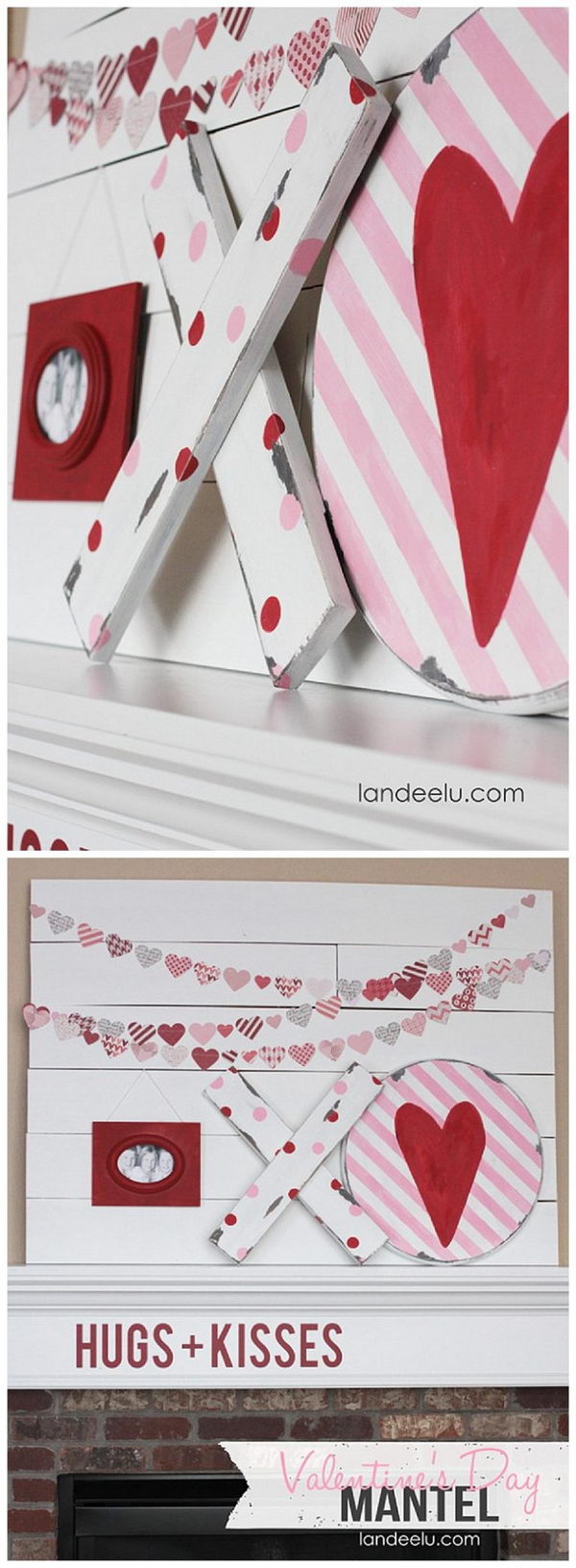 Pallet And Heart Garland Mantel.