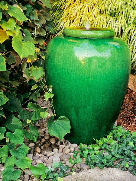 Green Urn Water Fountain. 