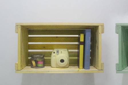 DIY Hanging Shelves Made of Recycled Wooden Crates.