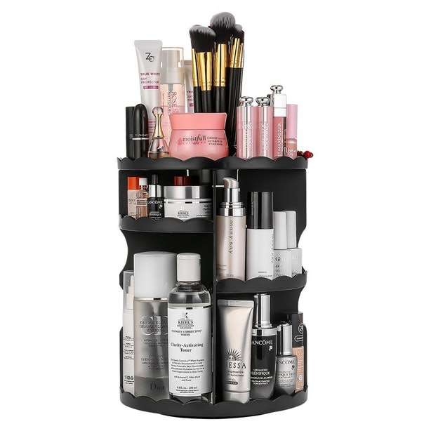 This Rotating Makeup Tray To Increase Vanity Space.