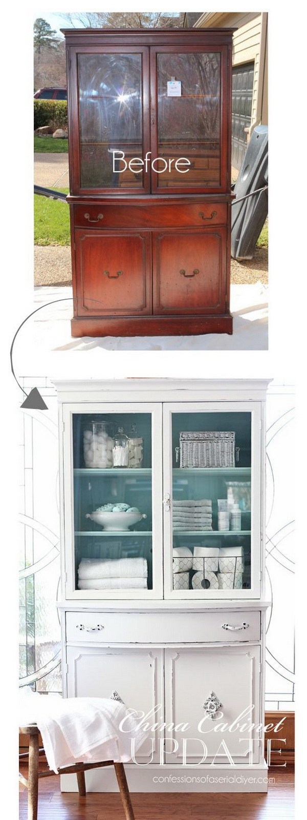 Thrift Store China Cabinet Makeover.