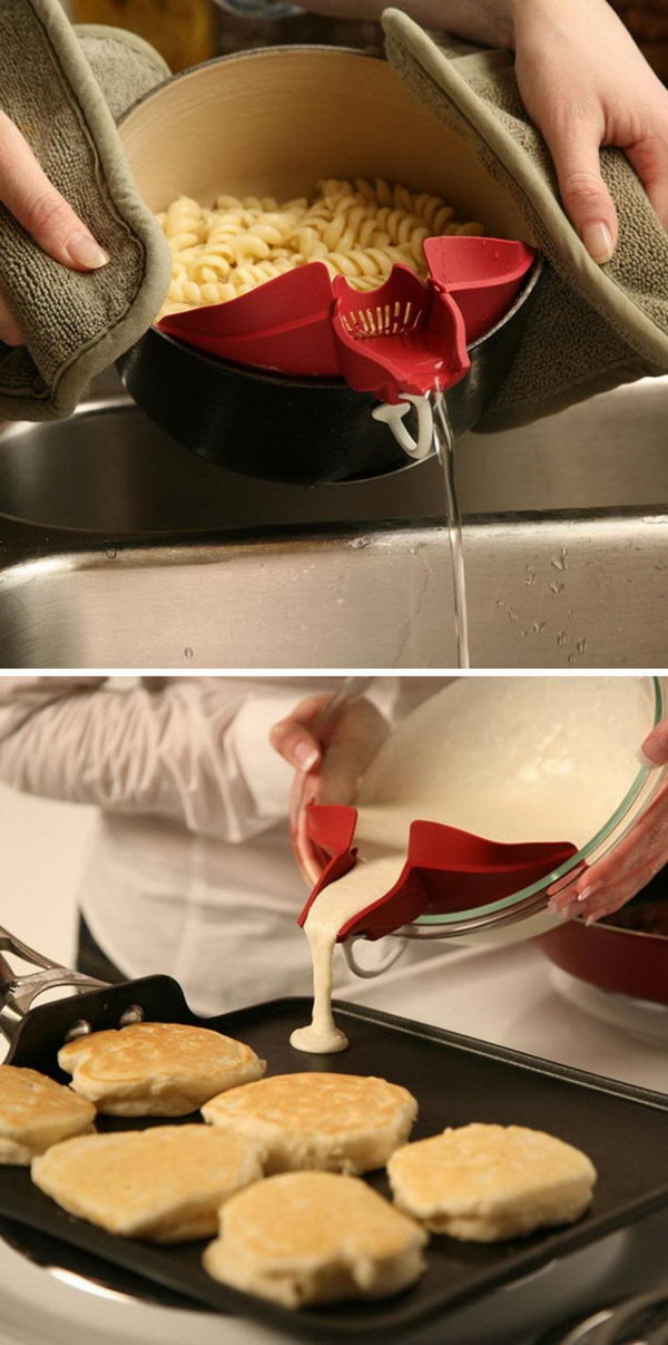 This Flexible Funnel Turns Any Pot Or Bowl Into An Easy Pour Container.