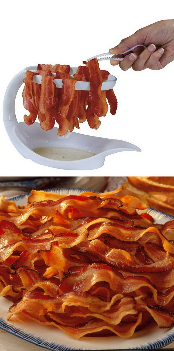 A Unique Tool For Crispy Bacon In The Microwave Without All That Extra Oil.