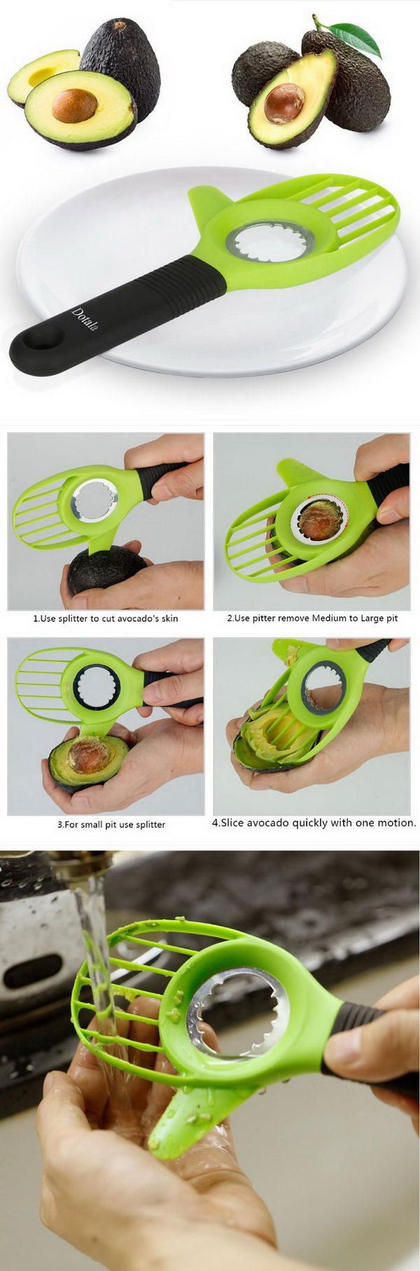 This One Tool Splits, Pits, And Slices An Avocado In Seconds.
