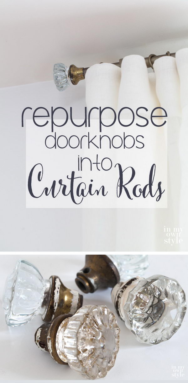 DIY Door Knob & Industrial Pipe Curtain Rods.